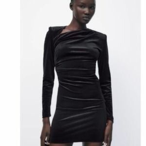 Zara Elegant Black Velvet Dress